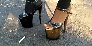 black,european,extreme,heels,high heels,lady,smoking,